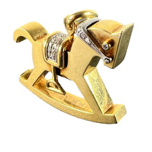 Load image into Gallery viewer, Al Angiolino &amp; Zogno Italian Large Rocking Horse 18K Yellow White Gold Diamond Pendant
