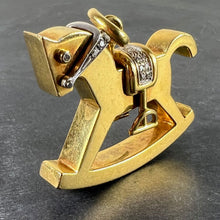 Load image into Gallery viewer, Al Angiolino &amp; Zogno Italian Large Rocking Horse 18K Yellow White Gold Diamond Pendant
