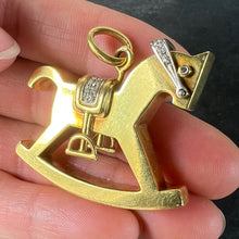 Load image into Gallery viewer, Al Angiolino &amp; Zogno Italian Large Rocking Horse 18K Yellow White Gold Diamond Pendant
