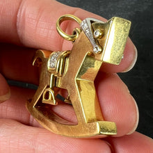 Load image into Gallery viewer, Al Angiolino &amp; Zogno Italian Large Rocking Horse 18K Yellow White Gold Diamond Pendant
