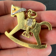 Load image into Gallery viewer, Al Angiolino &amp; Zogno Italian Large Rocking Horse 18K Yellow White Gold Diamond Pendant
