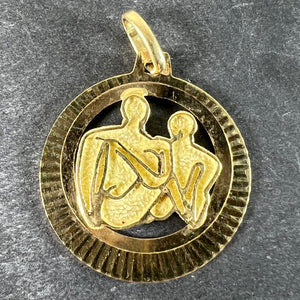 Vintage 14K Yellow Gold Abstract Art Couple Pendant Medal