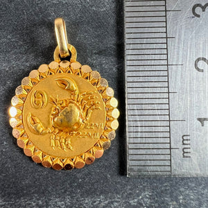 French Perroud Large Cancer Zodiac Starsign 18K Yellow Gold Charm Pendant