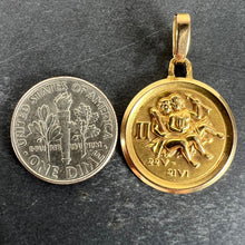 Load image into Gallery viewer, Vintage French Perroud Gemini Zodiac 18K Yellow Gold Medal Pendant
