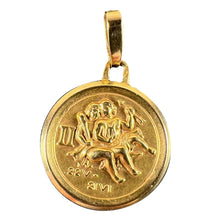 Load image into Gallery viewer, Vintage French Perroud Gemini Zodiac 18K Yellow Gold Medal Pendant
