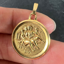 Load image into Gallery viewer, Vintage French Perroud Gemini Zodiac 18K Yellow Gold Medal Pendant
