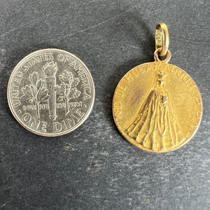 French Notre Dame de Rocamadour Virgin Mary 18 Karat Yellow Gold Medal Charm
