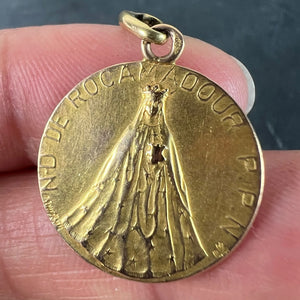 French Notre Dame de Rocamadour Virgin Mary 18 Karat Yellow Gold Medal Charm