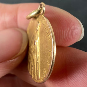 French Notre Dame de Rocamadour Virgin Mary 18 Karat Yellow Gold Medal Charm