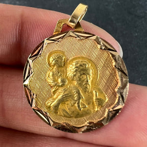 Vintage French St Christopher 18K Yellow Gold Charm Pendant