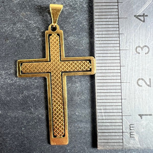 Vintage French 18K Yellow Gold Cross Pendant