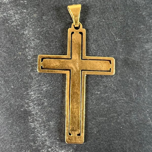 Vintage French 18K Yellow Gold Cross Pendant