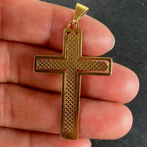 Vintage French 18K Yellow Gold Cross Pendant