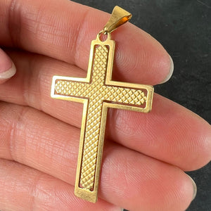 Vintage French 18K Yellow Gold Cross Pendant