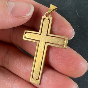 Vintage French 18K Yellow Gold Cross Pendant