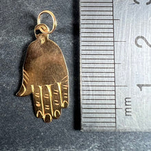 Load image into Gallery viewer, Vintage French Hamsa Hand Protective 18K Yellow Gold Charm Pendant
