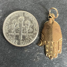 Load image into Gallery viewer, Vintage French Hamsa Hand Protective 18K Yellow Gold Charm Pendant
