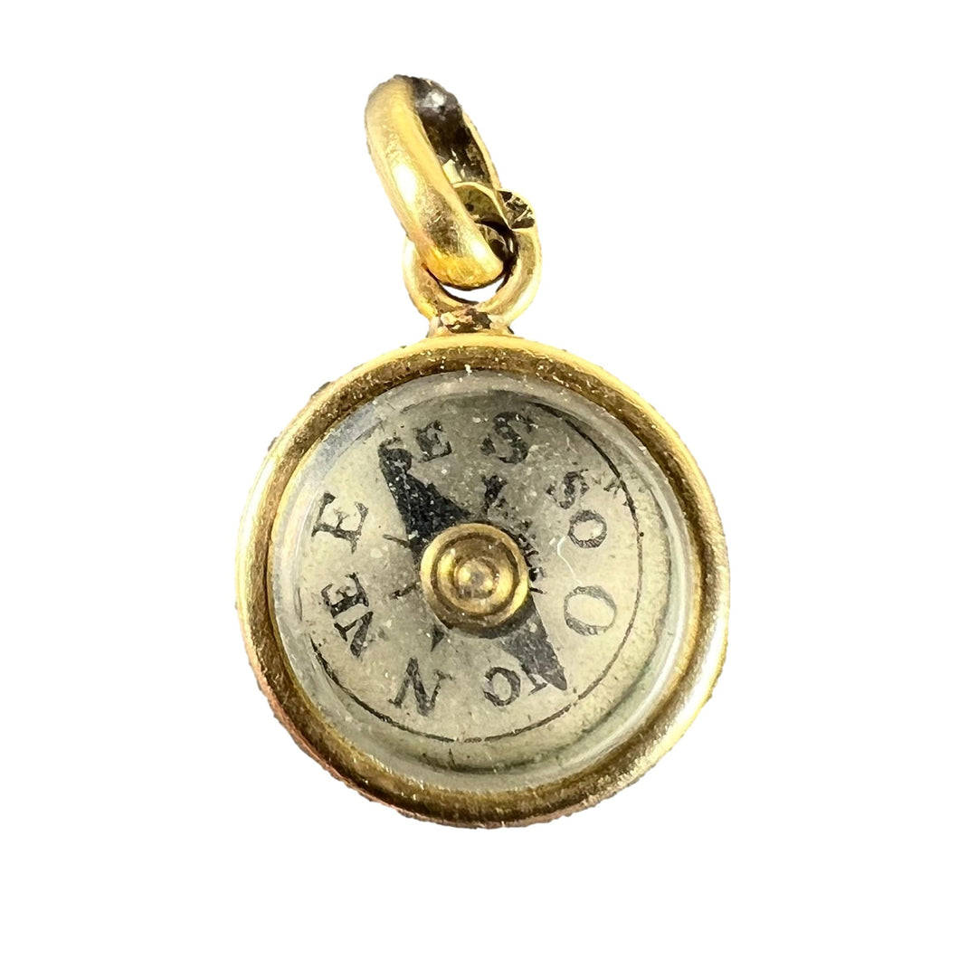 Vintage French 18K Yellow Gold Compass Charm Pendant