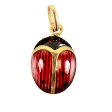 Load image into Gallery viewer, Vintage French Seven Spot Ladybird 18K Yellow Gold Enamel Lucky Charm Pendant
