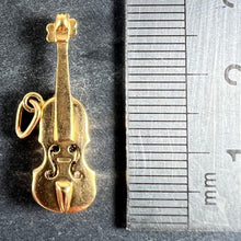 Load image into Gallery viewer, Vintage French Violin 18K Yellow Gold Enamel Charm Pendant
