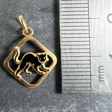 Load image into Gallery viewer, Vintage French Lucky Black Cat Enamel 18K Yellow Gold Charm Pendant
