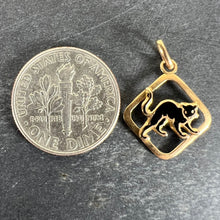 Load image into Gallery viewer, Vintage French Lucky Black Cat Enamel 18K Yellow Gold Charm Pendant
