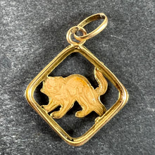 Load image into Gallery viewer, Vintage French Lucky Black Cat Enamel 18K Yellow Gold Charm Pendant
