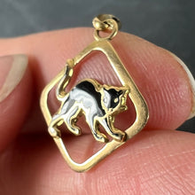 Load image into Gallery viewer, Vintage French Lucky Black Cat Enamel 18K Yellow Gold Charm Pendant
