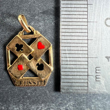 Load image into Gallery viewer, French 18K Yellow Gold Enamel ‘Reussite’ Aces Gambling Cards Lucky Charm Pendant
