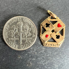Load image into Gallery viewer, French 18K Yellow Gold Enamel ‘Reussite’ Aces Gambling Cards Lucky Charm Pendant
