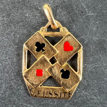 Load image into Gallery viewer, French 18K Yellow Gold Enamel ‘Reussite’ Aces Gambling Cards Lucky Charm Pendant
