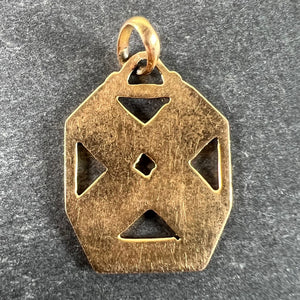 French 18K Yellow Gold Enamel ‘Reussite’ Aces Gambling Cards Lucky Charm Pendant