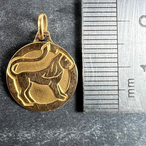 French Zodiac Leo Starsign 18K Yellow Gold Charm Medal Pendant