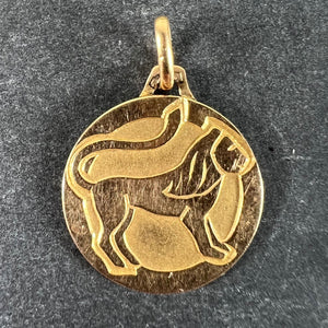 French Zodiac Leo Starsign 18K Yellow Gold Charm Medal Pendant