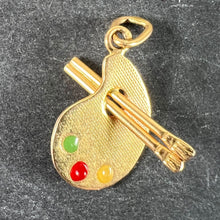 Load image into Gallery viewer, Vintage French Artist&#39;s Palette 18K Yellow Gold Enamel Charm Pendant
