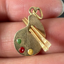 Load image into Gallery viewer, Vintage French Artist&#39;s Palette 18K Yellow Gold Enamel Charm Pendant
