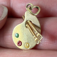 Load image into Gallery viewer, Vintage French Artist&#39;s Palette 18K Yellow Gold Enamel Charm Pendant
