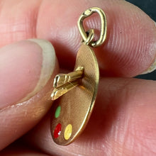 Load image into Gallery viewer, Vintage French Artist&#39;s Palette 18K Yellow Gold Enamel Charm Pendant
