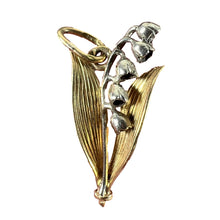 Load image into Gallery viewer, Vintage French Lily of the Valley Flower 18K White Yellow Gold Charm Pendant
