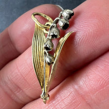 Load image into Gallery viewer, Vintage French Lily of the Valley Flower 18K White Yellow Gold Charm Pendant

