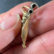 Load image into Gallery viewer, Vintage French Lily of the Valley Flower 18K White Yellow Gold Charm Pendant
