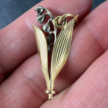 Load image into Gallery viewer, Vintage French Lily of the Valley Flower 18K White Yellow Gold Charm Pendant
