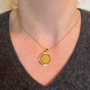 French Pierced Round 18K Yellow Gold Medal Pendant