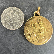 Load image into Gallery viewer, Vintage French St Christopher Double-Sided 18K Yellow Gold Medal Pendant
