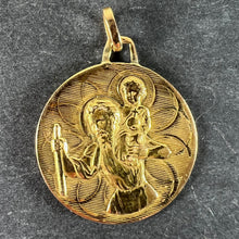 Load image into Gallery viewer, Vintage French St Christopher Double-Sided 18K Yellow Gold Medal Pendant
