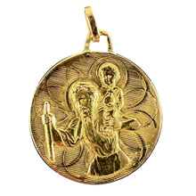 Load image into Gallery viewer, Vintage French St Christopher Double-Sided 18K Yellow Gold Medal Pendant
