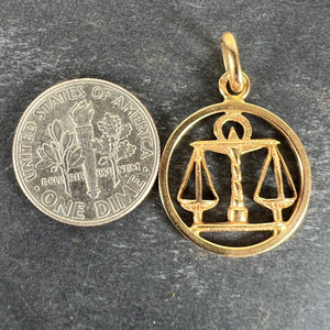 French Zodiac Libra Starsign 18K Yellow Gold Charm Pendant