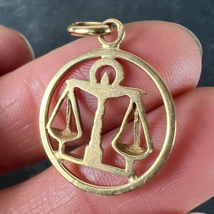 French Zodiac Libra Starsign 18K Yellow Gold Charm Pendant