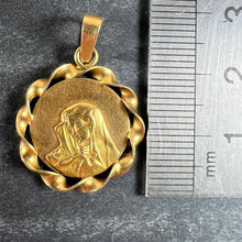 Load image into Gallery viewer, Italian 18K Yellow Gold Virgin Mary Twisted Frame Medal Pendant
