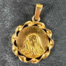 Load image into Gallery viewer, Italian 18K Yellow Gold Virgin Mary Twisted Frame Medal Pendant
